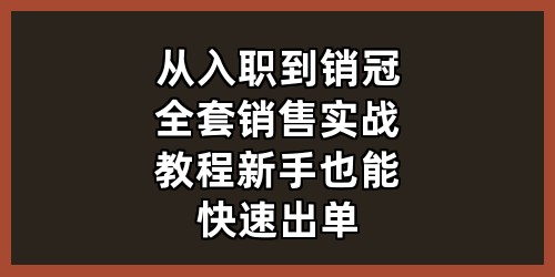 从入职到销冠：全套销售实战教程，新手也能快速出单