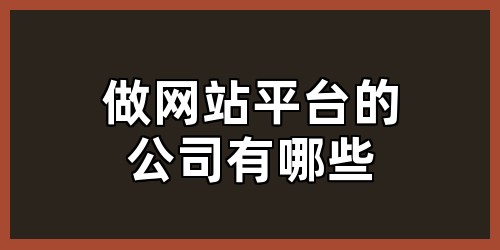 做网站平台的公司有哪些