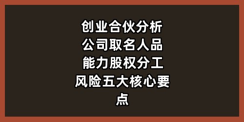 创业合伙分析：公司取名、人品、能力、股权、分工、风险五大核心要点